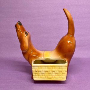 MidCentury 1950’s Dachshund Kitschy Ceramic Dresser Caddy Trinket Planter